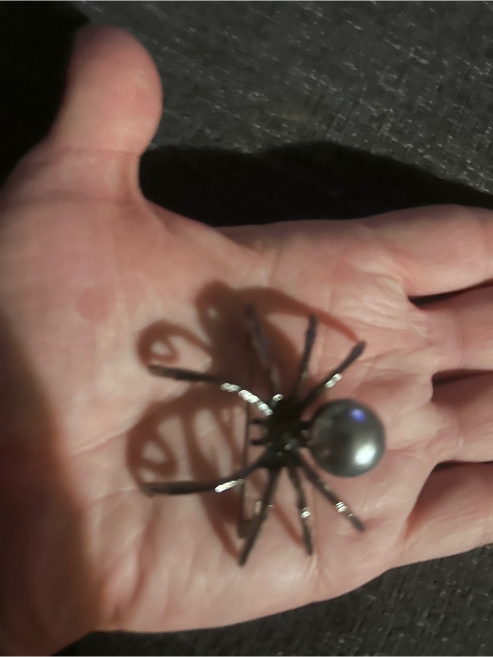 Vintage Style Pearl & Dark Metal Spider Statement Brooch Pin